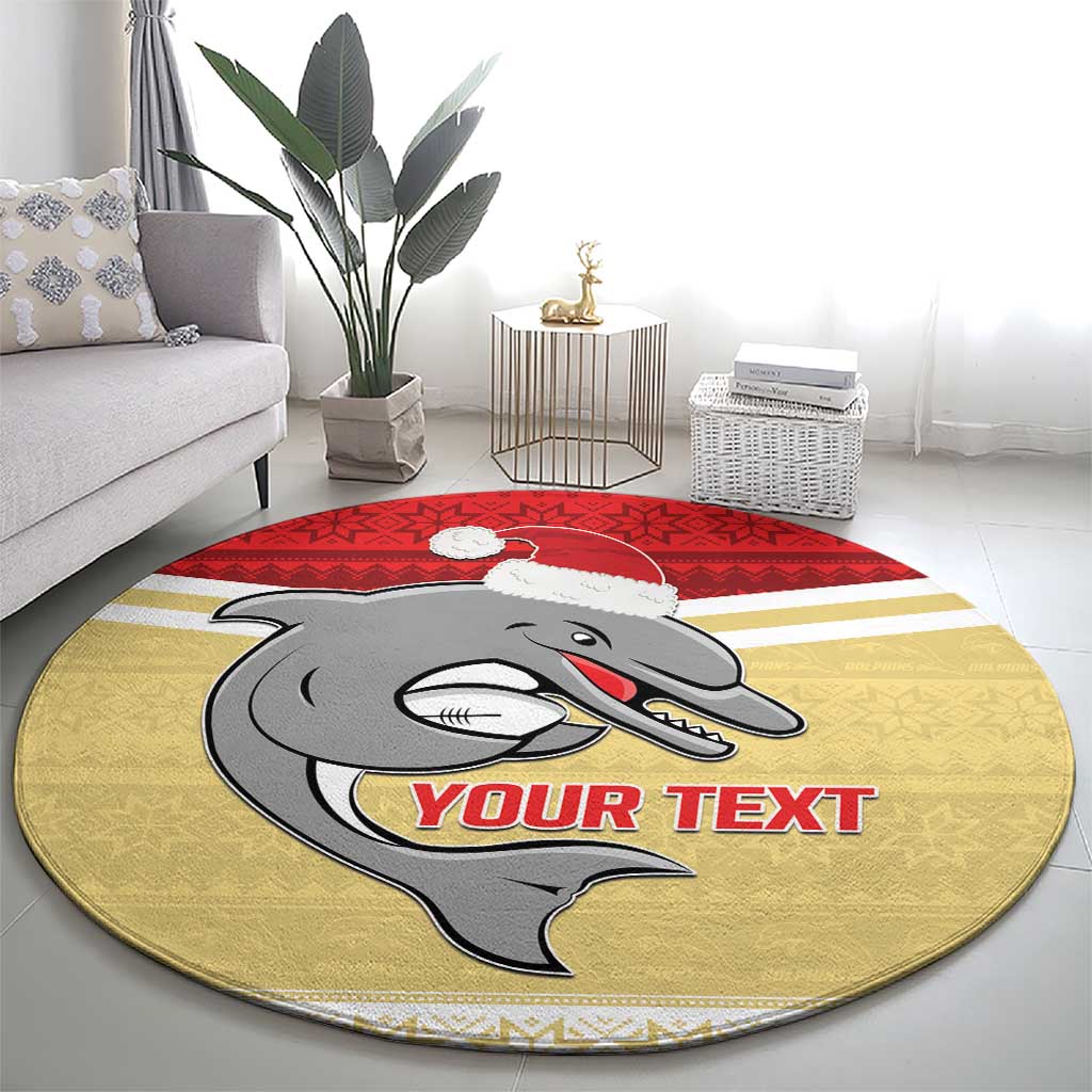 NRL Dolphins Mascot Christmas Personalised Round Carpet God Style