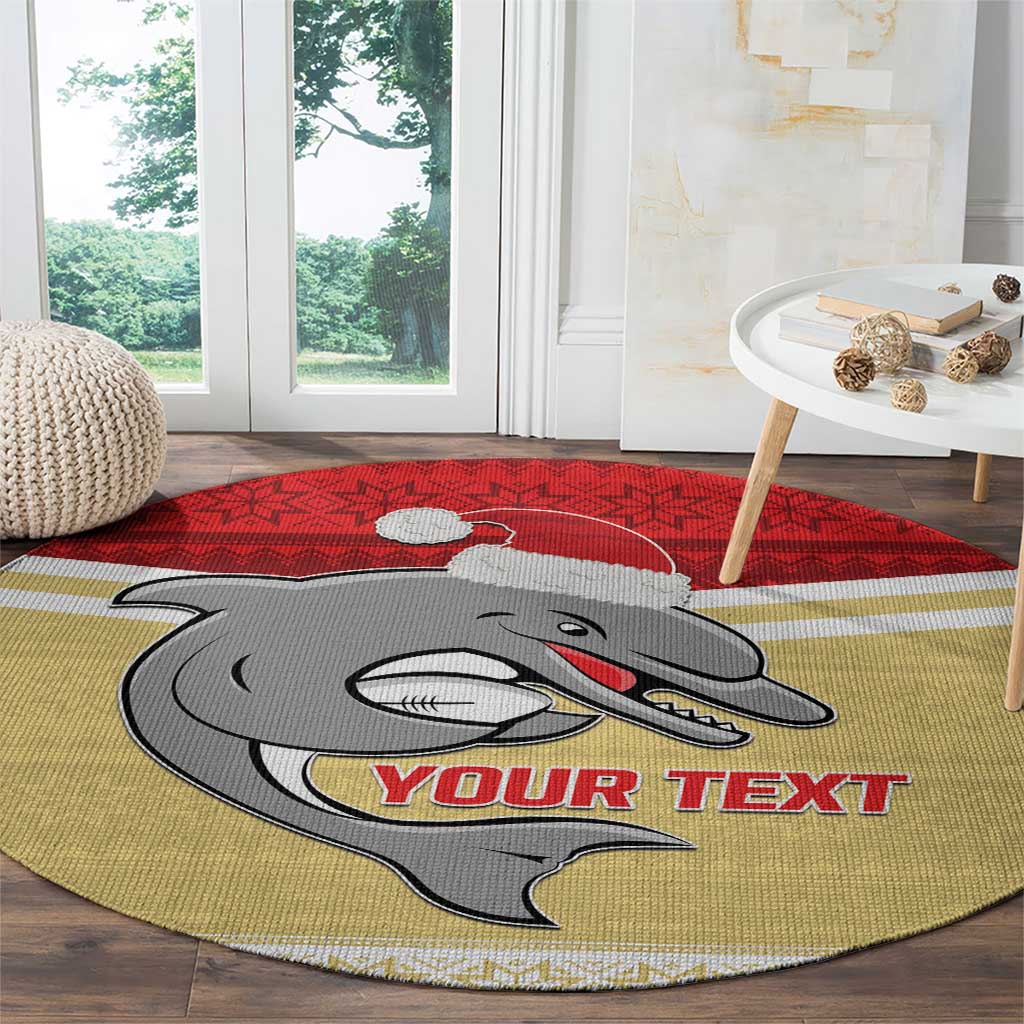 NRL Dolphins Mascot Christmas Personalised Round Carpet God Style