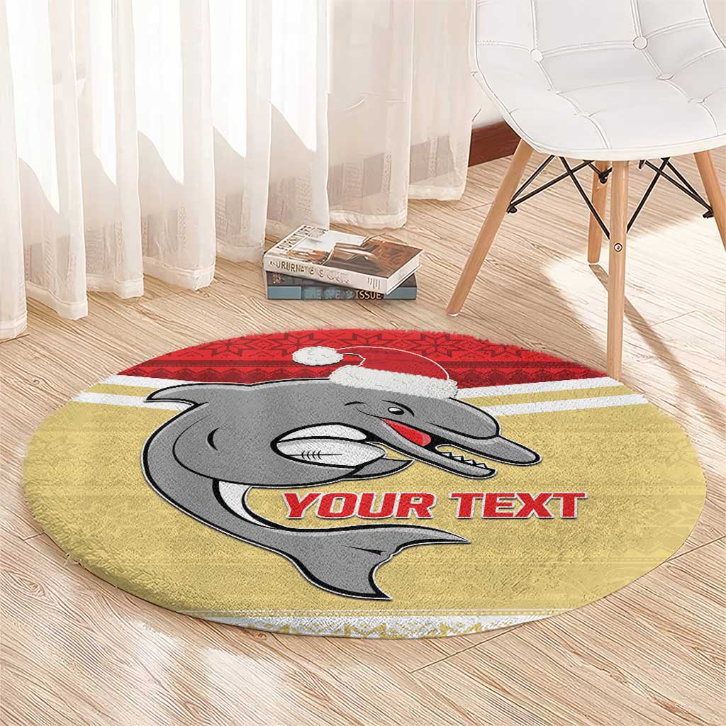 NRL Dolphins Mascot Christmas Personalised Round Carpet God Style