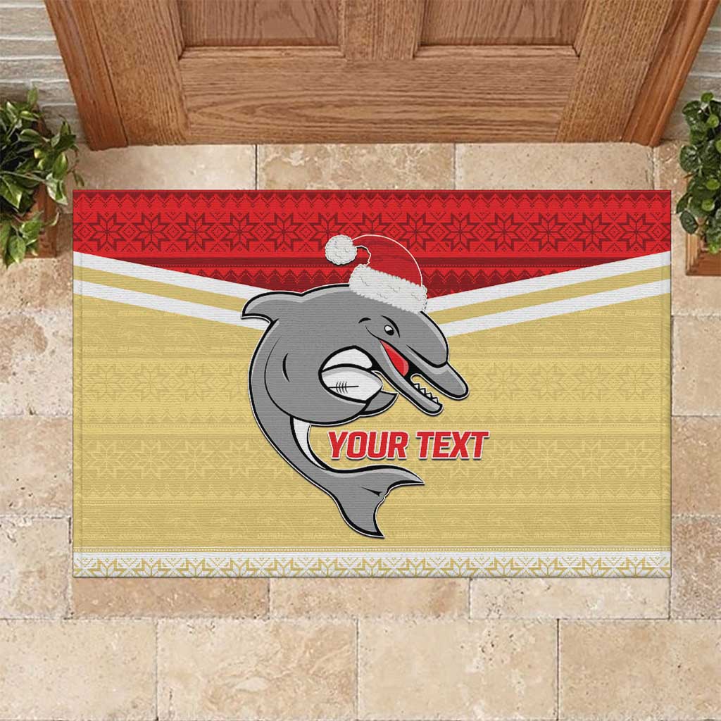 NRL Dolphins Mascot Christmas Personalised Rubber Doormat God Style