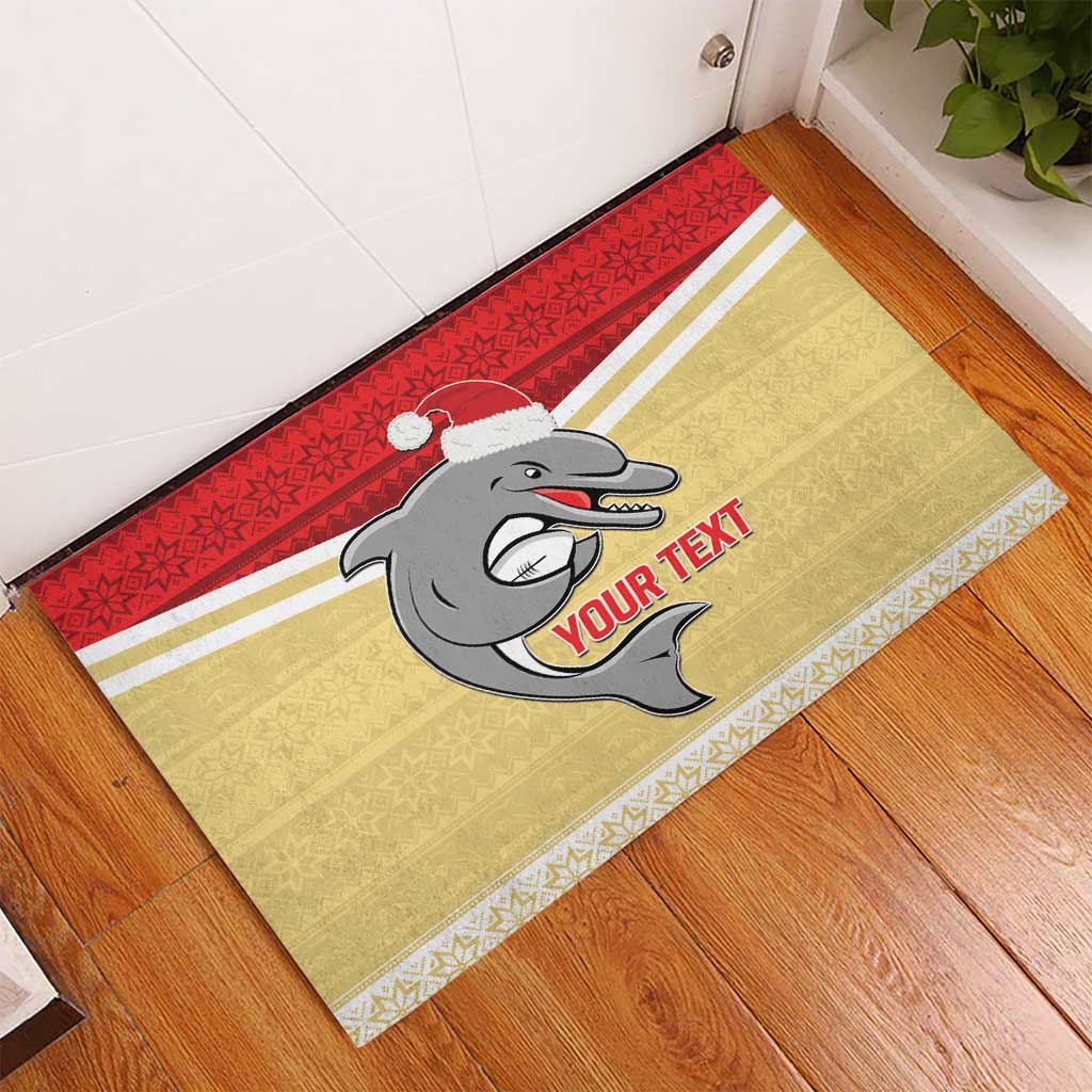 NRL Dolphins Mascot Christmas Personalised Rubber Doormat God Style