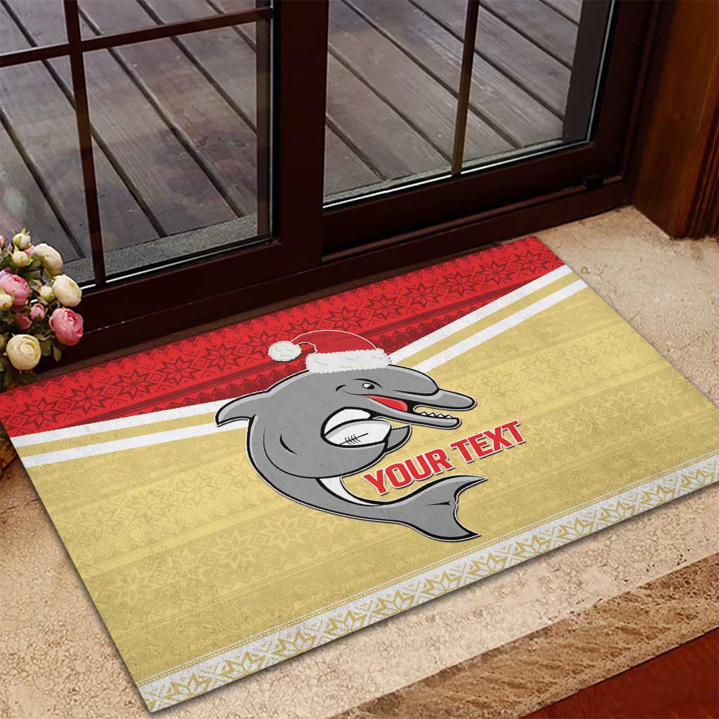 NRL Dolphins Mascot Christmas Personalised Rubber Doormat God Style