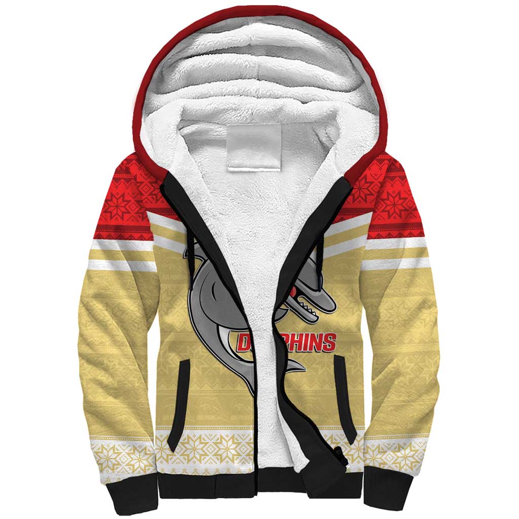 NRL Dolphins Mascot Christmas Personalised Sherpa Hoodie God Style