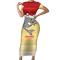 NRL Dolphins Mascot Christmas Personalised Short Sleeve Bodycon Dress God Style