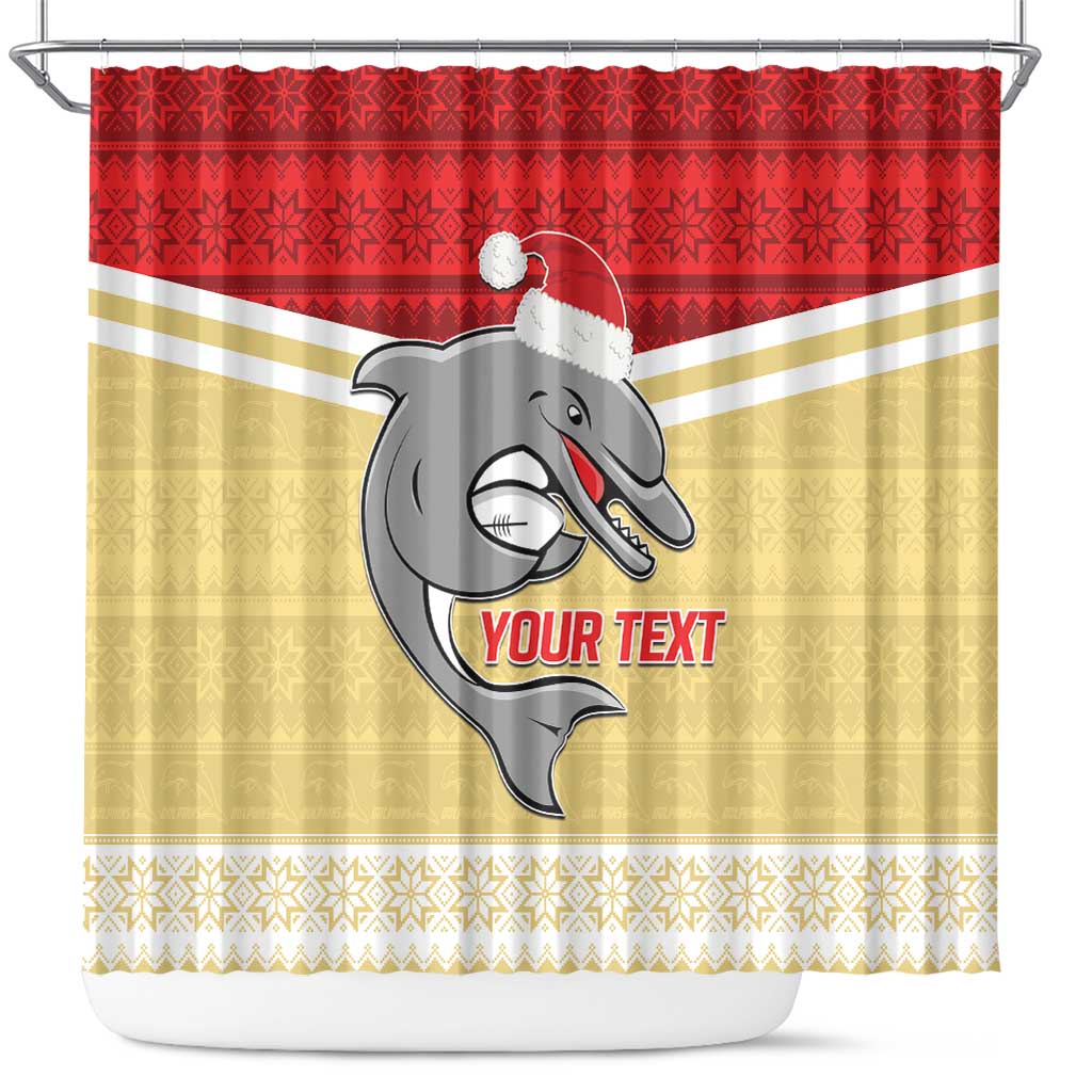 NRL Dolphins Mascot Christmas Personalised Shower Curtain God Style
