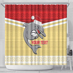NRL Dolphins Mascot Christmas Personalised Shower Curtain God Style