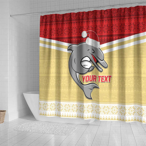 NRL Dolphins Mascot Christmas Personalised Shower Curtain God Style