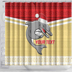 NRL Dolphins Mascot Christmas Personalised Shower Curtain God Style