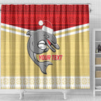 NRL Dolphins Mascot Christmas Personalised Shower Curtain God Style