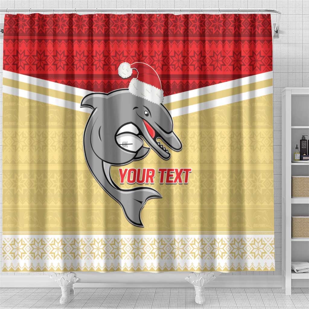 NRL Dolphins Mascot Christmas Personalised Shower Curtain God Style