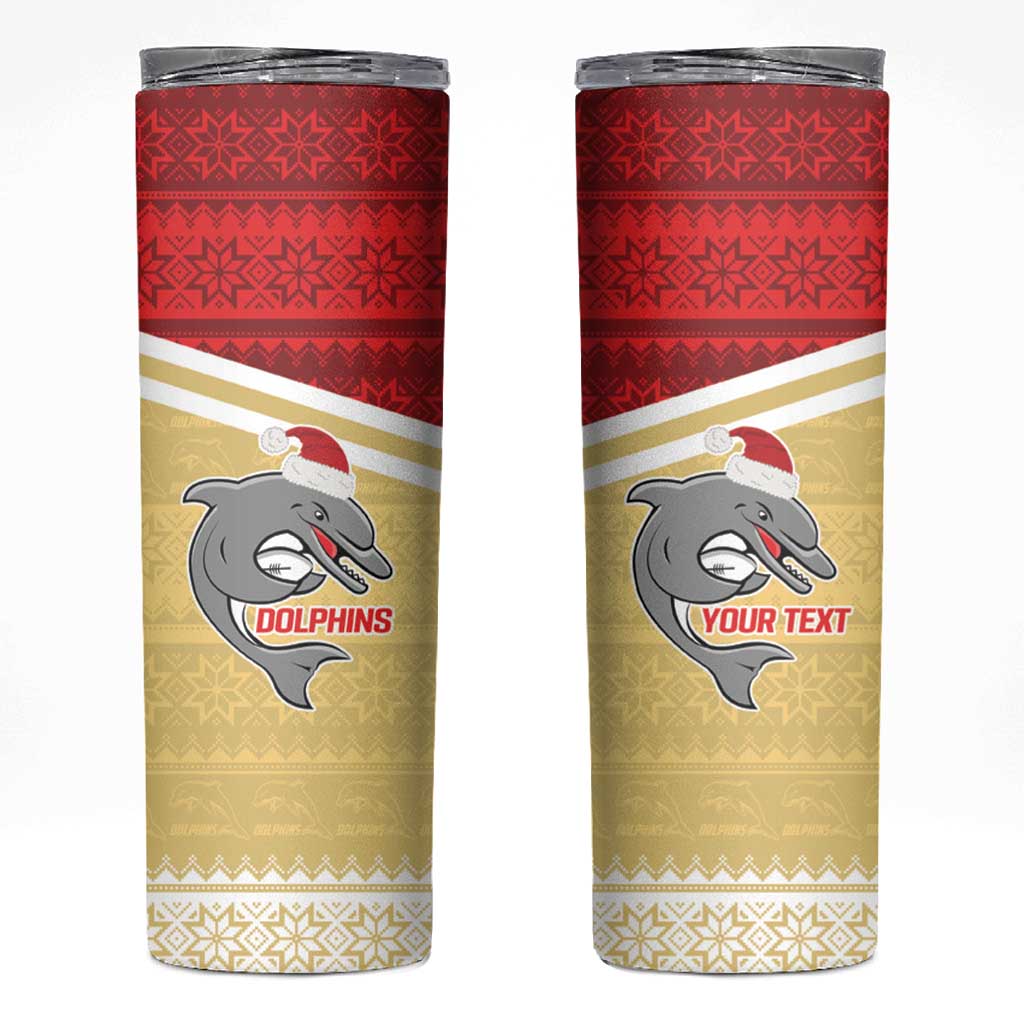 NRL Dolphins Mascot Christmas Personalised Skinny Tumbler God Style