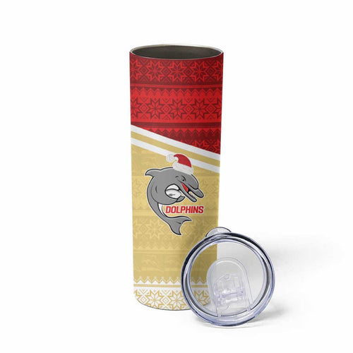 NRL Dolphins Mascot Christmas Personalised Skinny Tumbler God Style