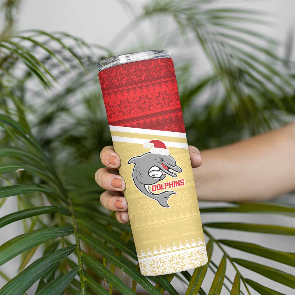 NRL Dolphins Mascot Christmas Personalised Skinny Tumbler God Style