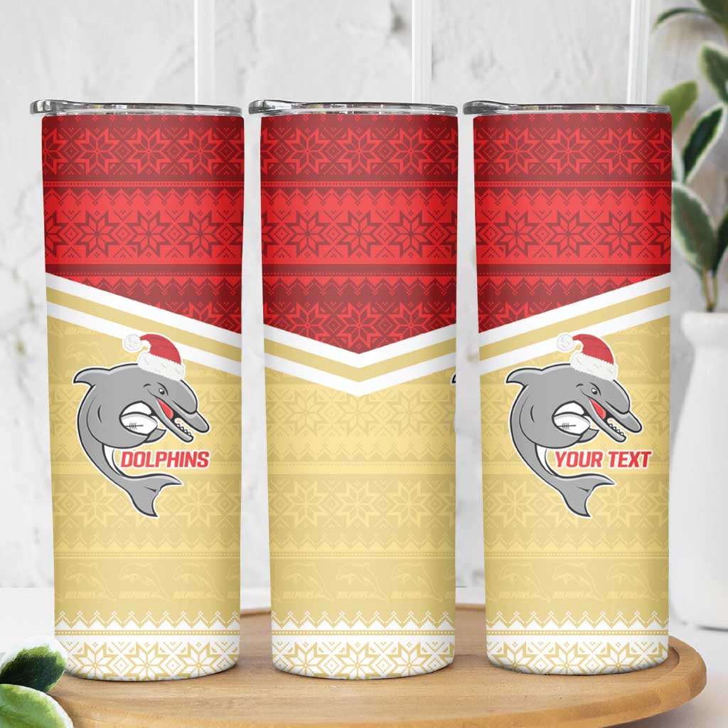 NRL Dolphins Mascot Christmas Personalised Skinny Tumbler God Style