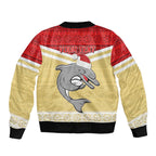 NRL Dolphins Mascot Christmas Personalised Sleeve Zip Bomber Jacket God Style