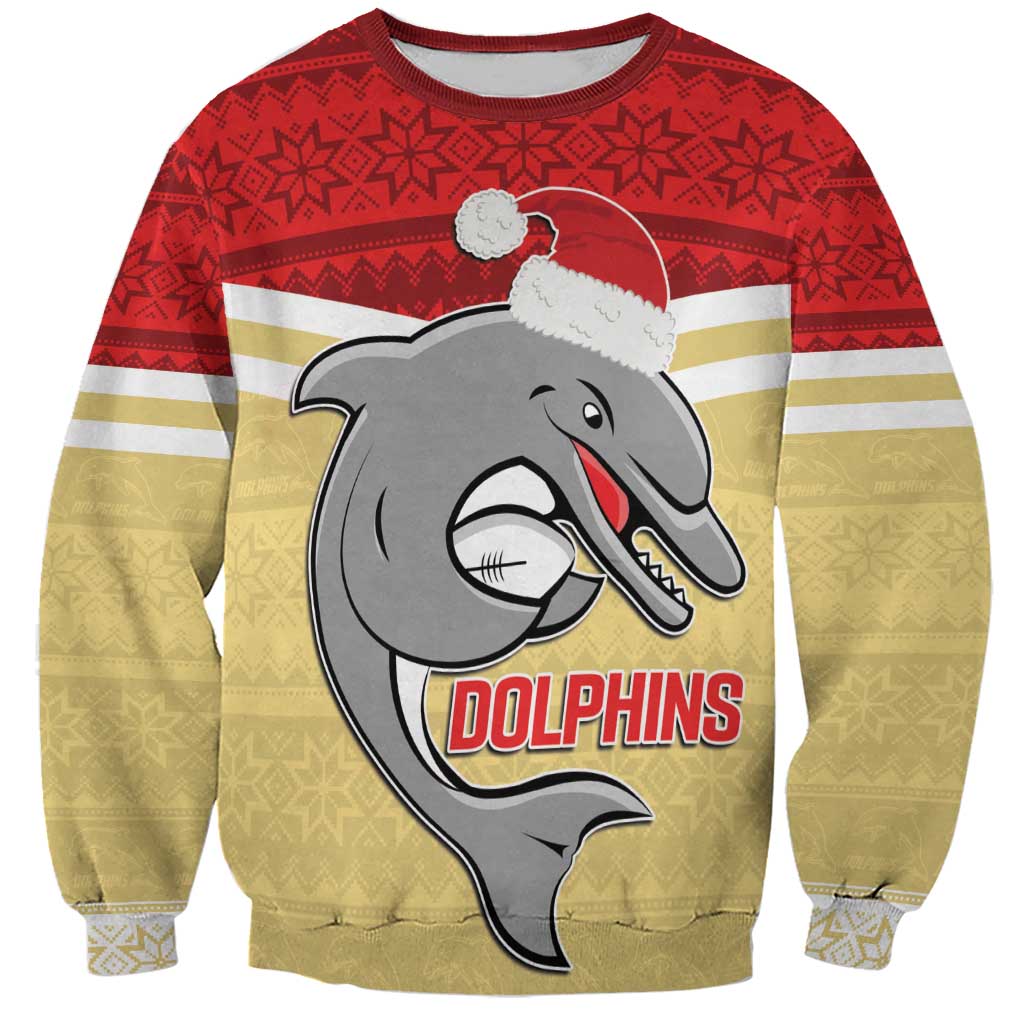 NRL Dolphins Mascot Christmas Personalised Sweatshirt God Style