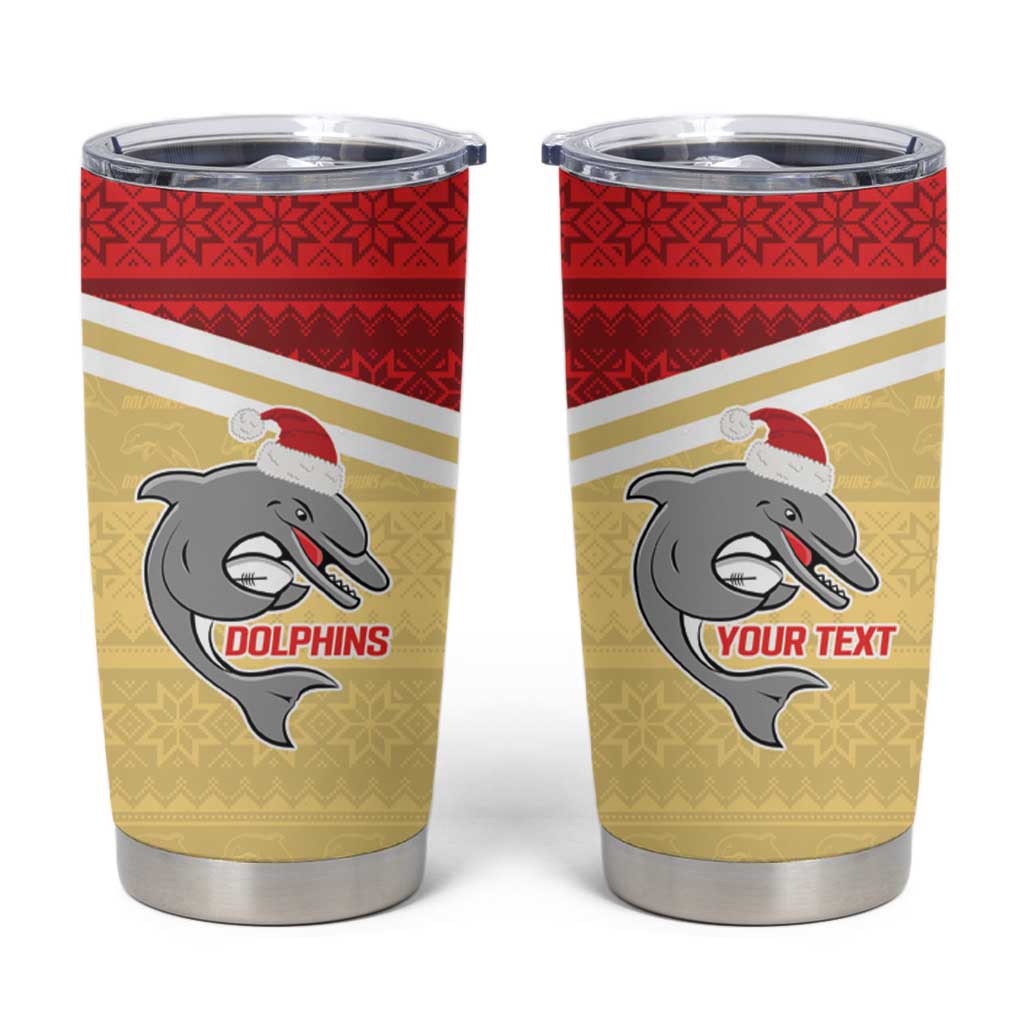 NRL Dolphins Mascot Christmas Personalised Tumbler Cup God Style