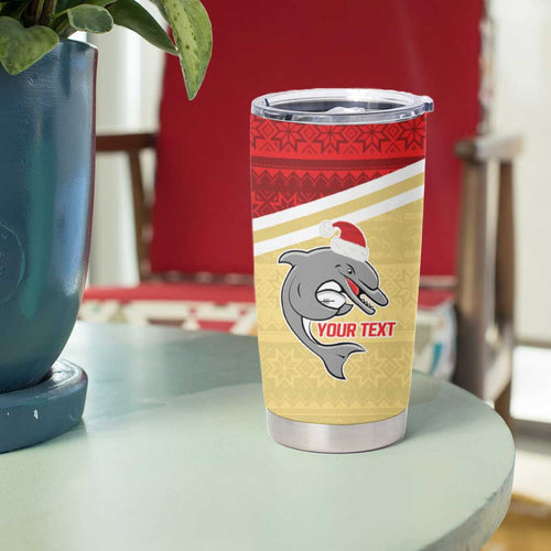 NRL Dolphins Mascot Christmas Personalised Tumbler Cup God Style