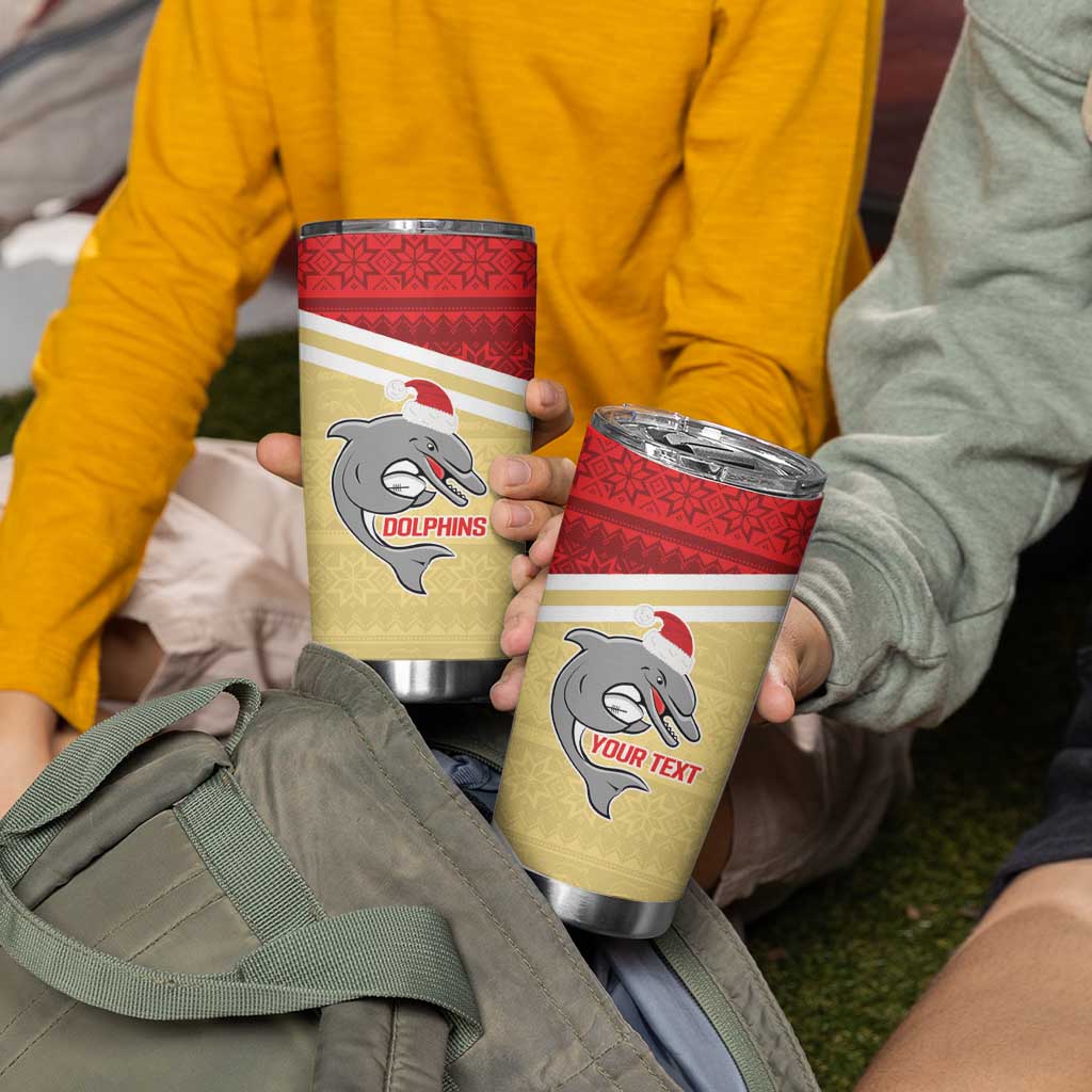 NRL Dolphins Mascot Christmas Personalised Tumbler Cup God Style