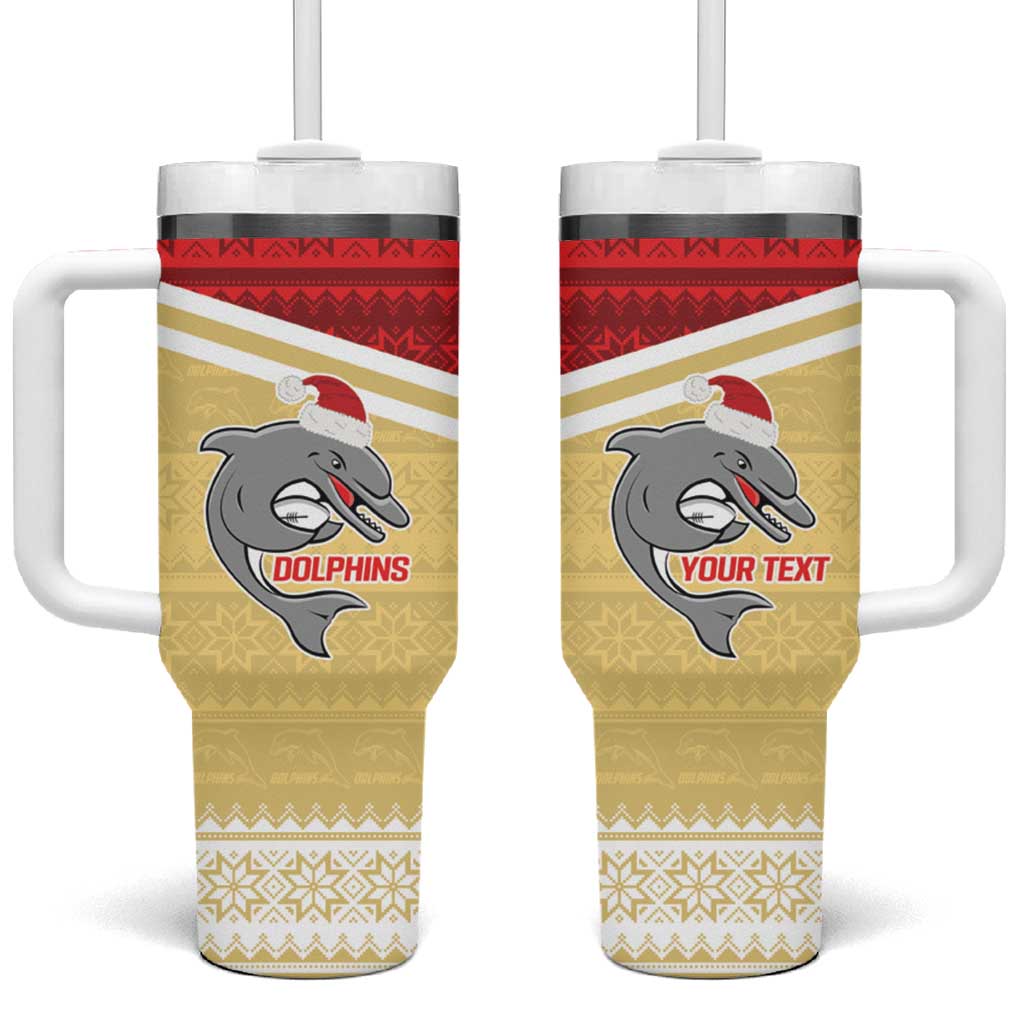 NRL Dolphins Mascot Christmas Personalised Tumbler With Handle God Style