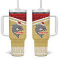 NRL Dolphins Mascot Christmas Personalised Tumbler With Handle God Style