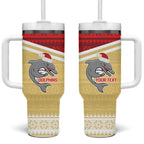 NRL Dolphins Mascot Christmas Personalised Tumbler With Handle God Style