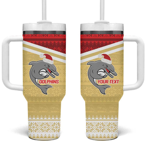 NRL Dolphins Mascot Christmas Personalised Tumbler With Handle God Style