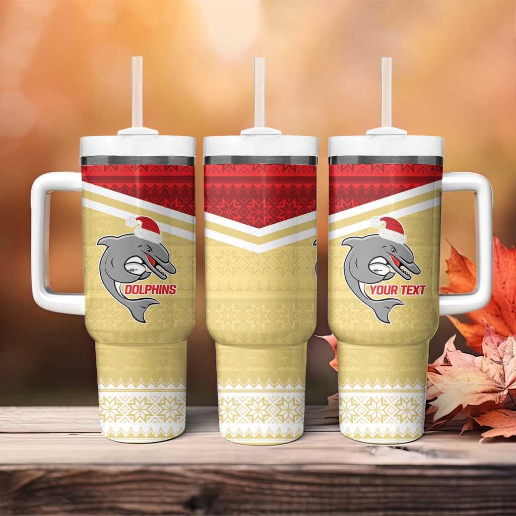NRL Dolphins Mascot Christmas Personalised Tumbler With Handle God Style