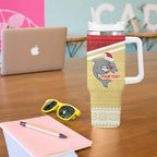 NRL Dolphins Mascot Christmas Personalised Tumbler With Handle God Style