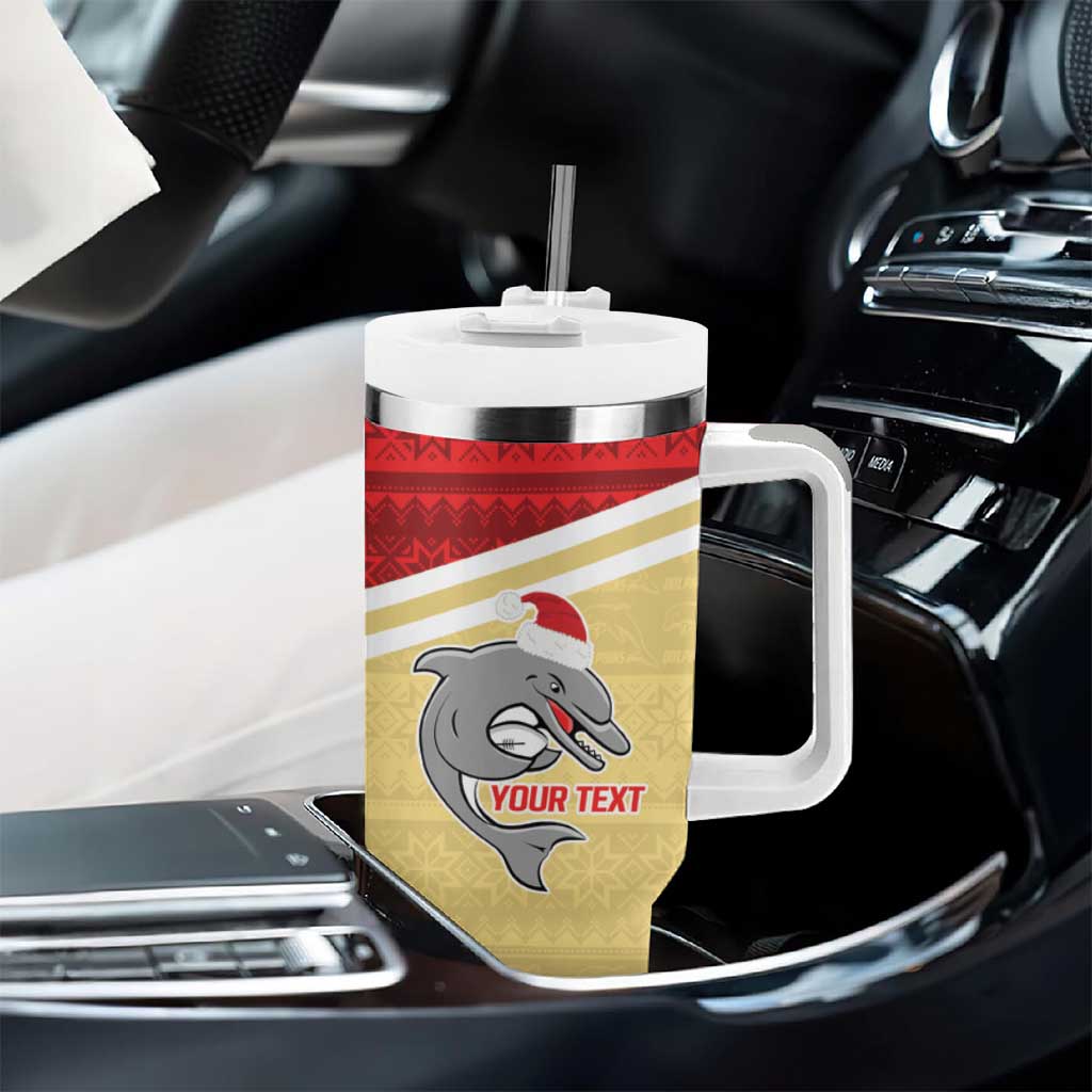 NRL Dolphins Mascot Christmas Personalised Tumbler With Handle God Style