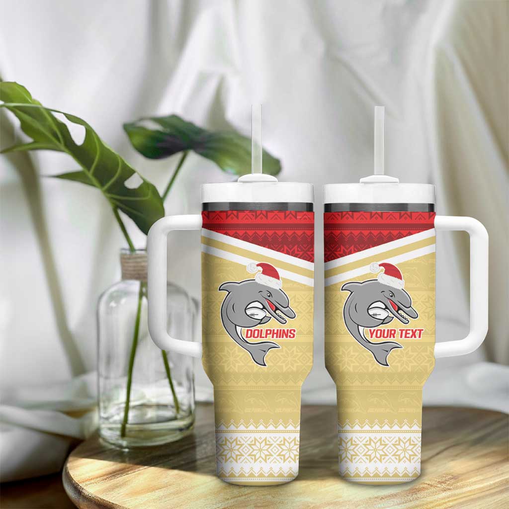 NRL Dolphins Mascot Christmas Personalised Tumbler With Handle God Style