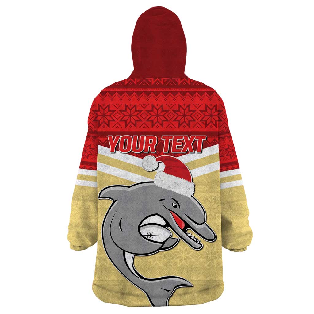 NRL Dolphins Mascot Christmas Personalised Wearable Blanket Hoodie God Style