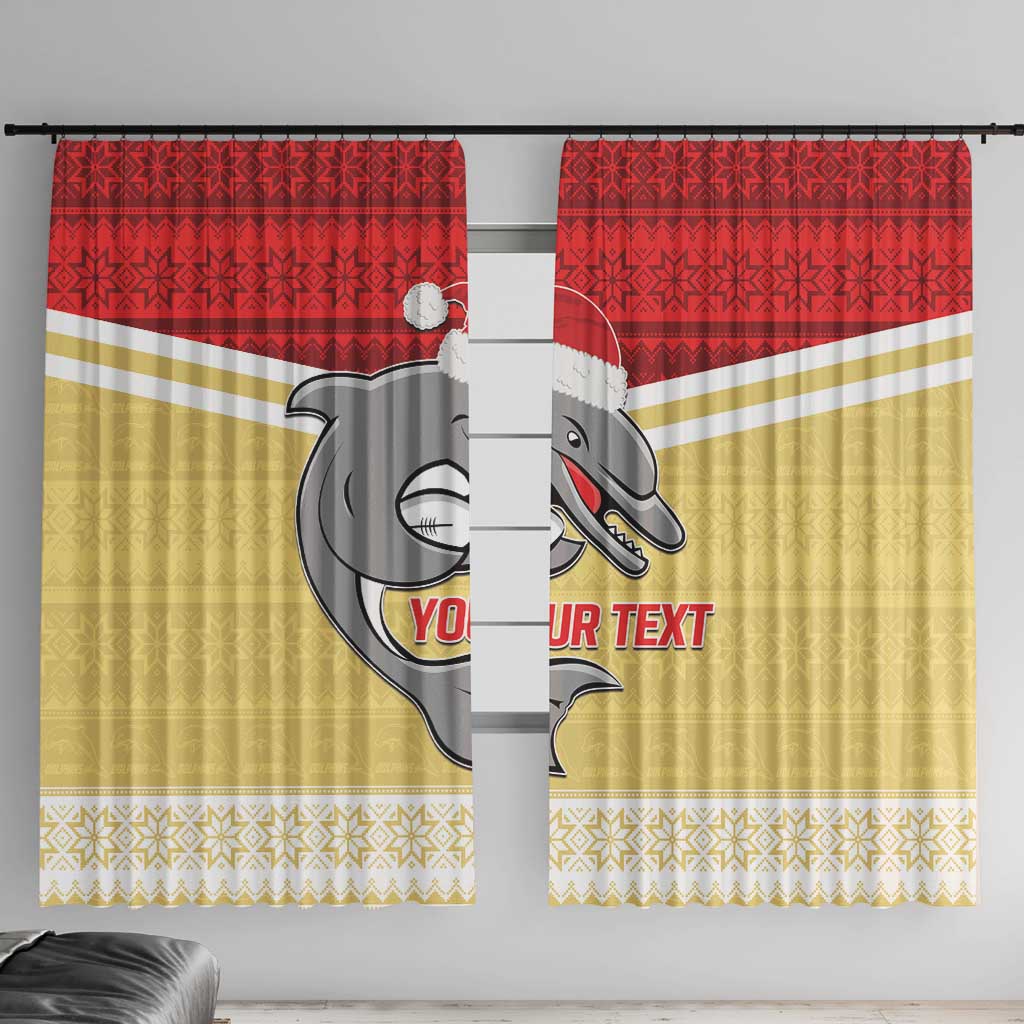 NRL Dolphins Mascot Christmas Personalised Window Curtain God Style