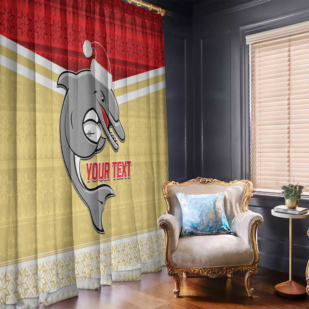 NRL Dolphins Mascot Christmas Personalised Window Curtain God Style