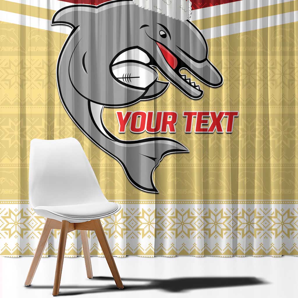 NRL Dolphins Mascot Christmas Personalised Window Curtain God Style