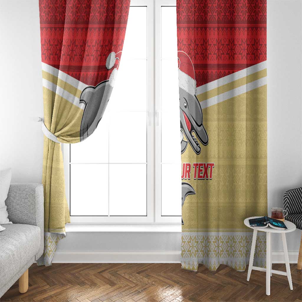 NRL Dolphins Mascot Christmas Personalised Window Curtain God Style
