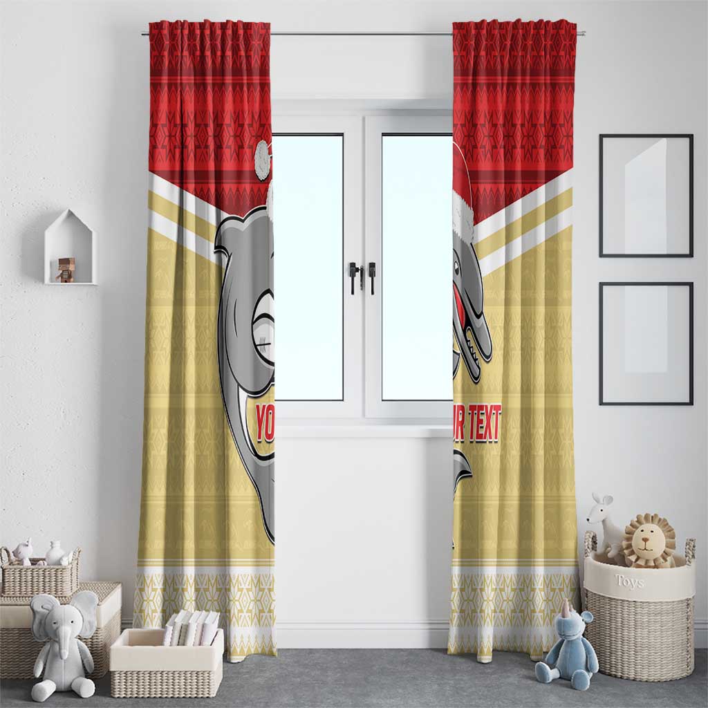 NRL Dolphins Mascot Christmas Personalised Window Curtain God Style
