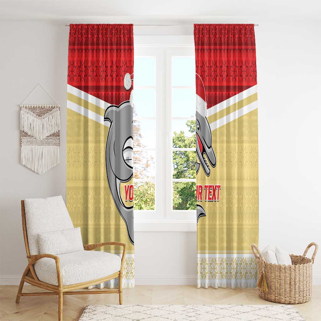 NRL Dolphins Mascot Christmas Personalised Window Curtain God Style