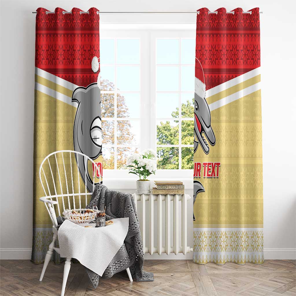 NRL Dolphins Mascot Christmas Personalised Window Curtain God Style