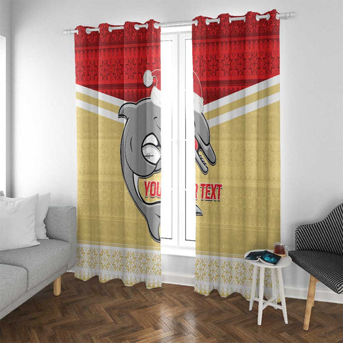 NRL Dolphins Mascot Christmas Personalised Window Curtain God Style