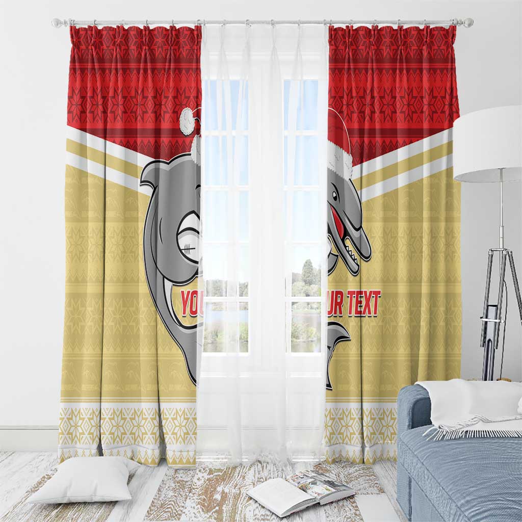 NRL Dolphins Mascot Christmas Personalised Window Curtain God Style