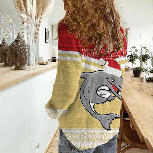 NRL Dolphins Mascot Christmas Personalised Women Casual Shirt God Style