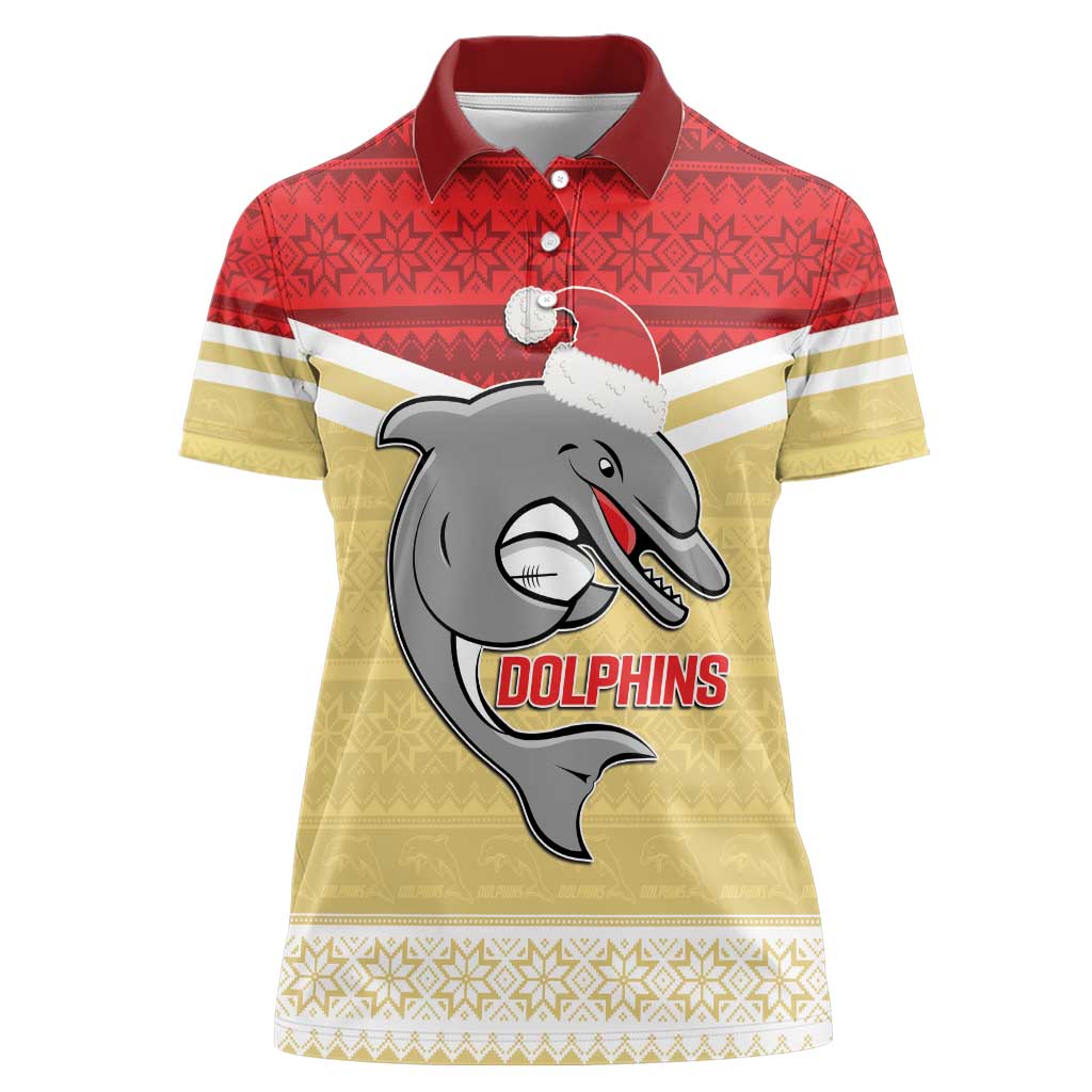 NRL Dolphins Mascot Christmas Personalised Women Polo Shirt God Style