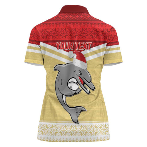 NRL Dolphins Mascot Christmas Personalised Women Polo Shirt God Style