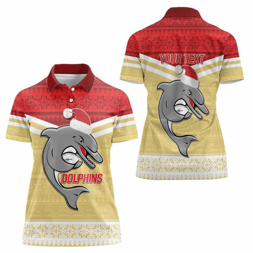 NRL Dolphins Mascot Christmas Personalised Women Polo Shirt God Style