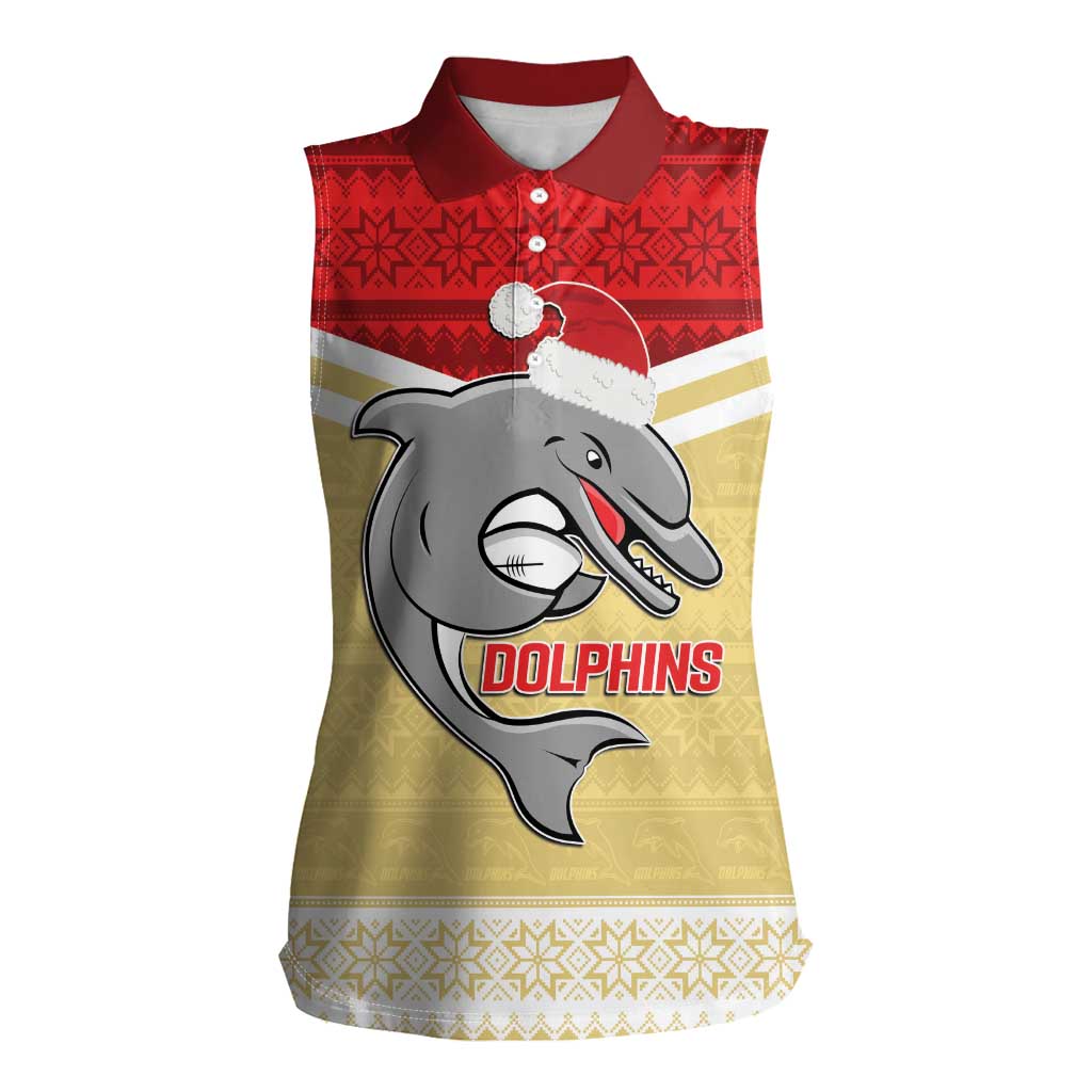 NRL Dolphins Mascot Christmas Personalised Women Sleeveless Polo Shirt God Style