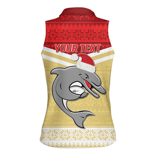 NRL Dolphins Mascot Christmas Personalised Women Sleeveless Polo Shirt God Style