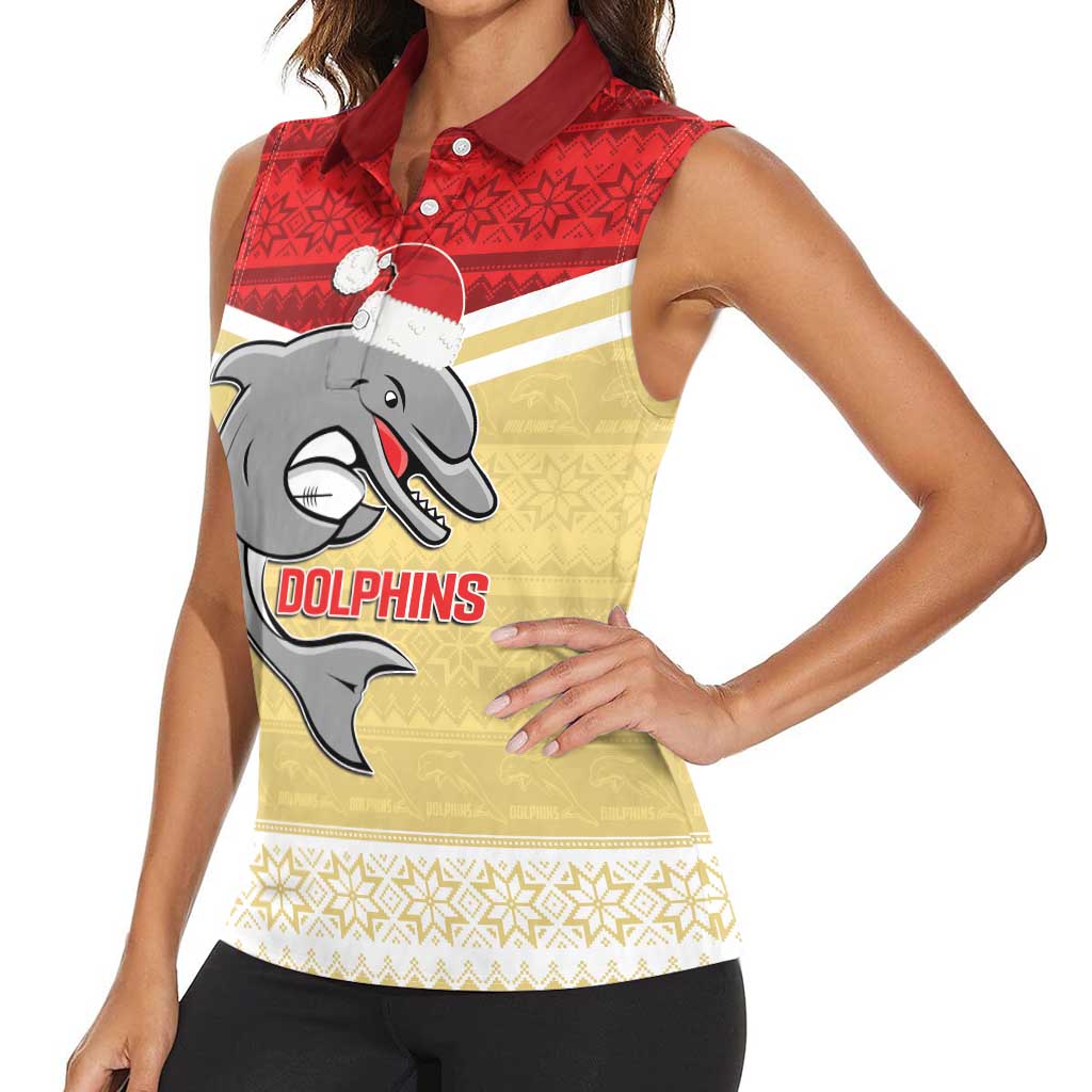 NRL Dolphins Mascot Christmas Personalised Women Sleeveless Polo Shirt God Style