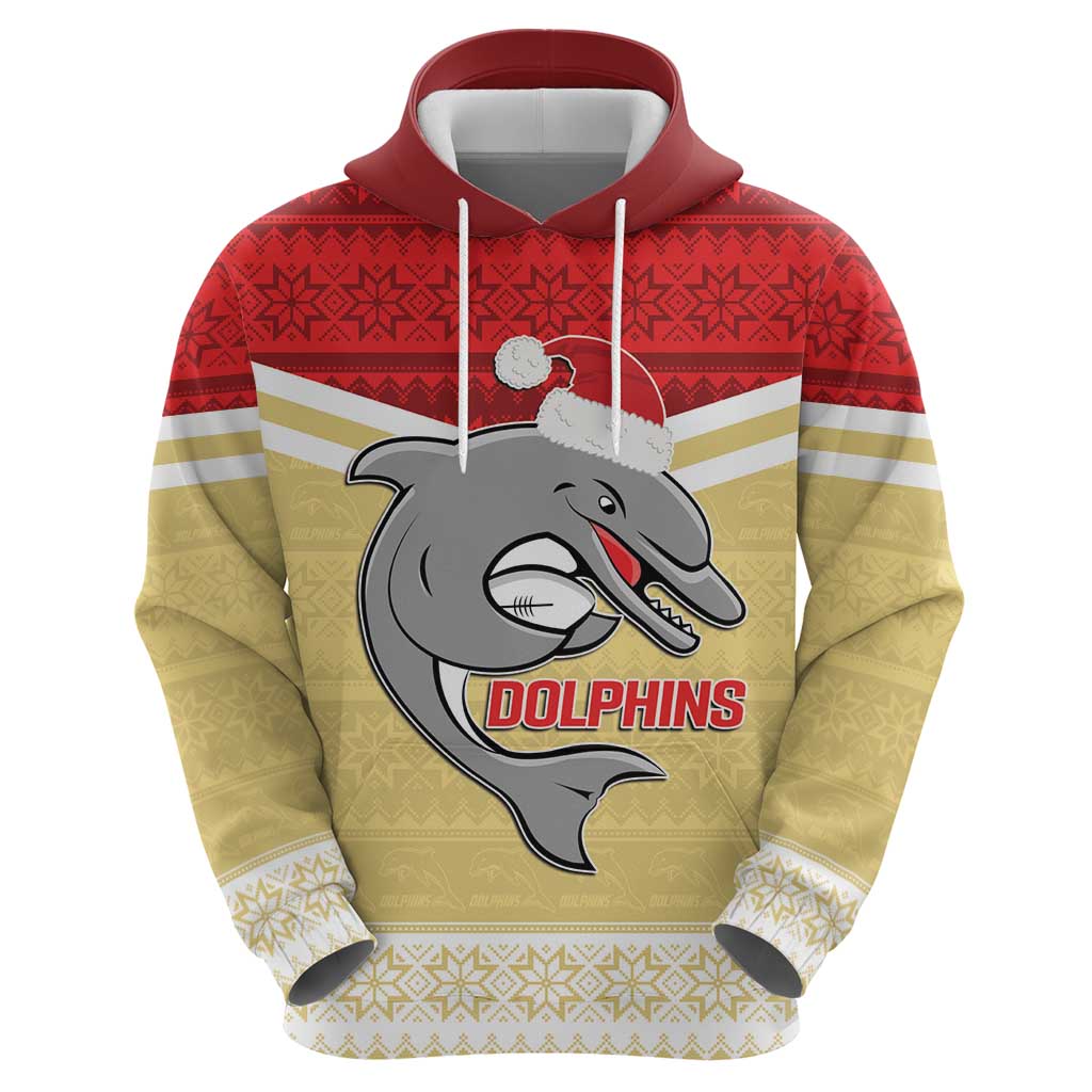 NRL Dolphins Mascot Christmas Personalised Zip Hoodie God Style