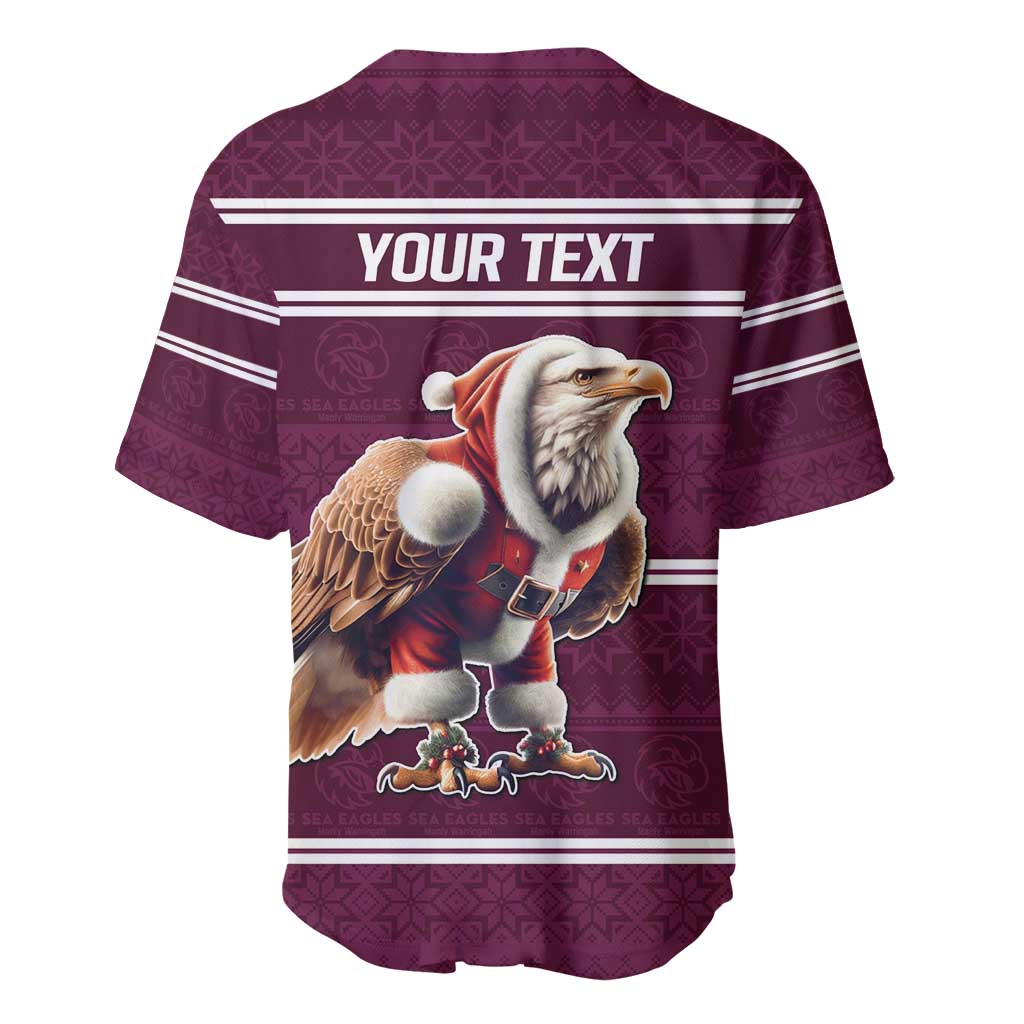 NRL Manly Warringah Christmas Personalised Baseball Jersey with Sea Eagles Mascot